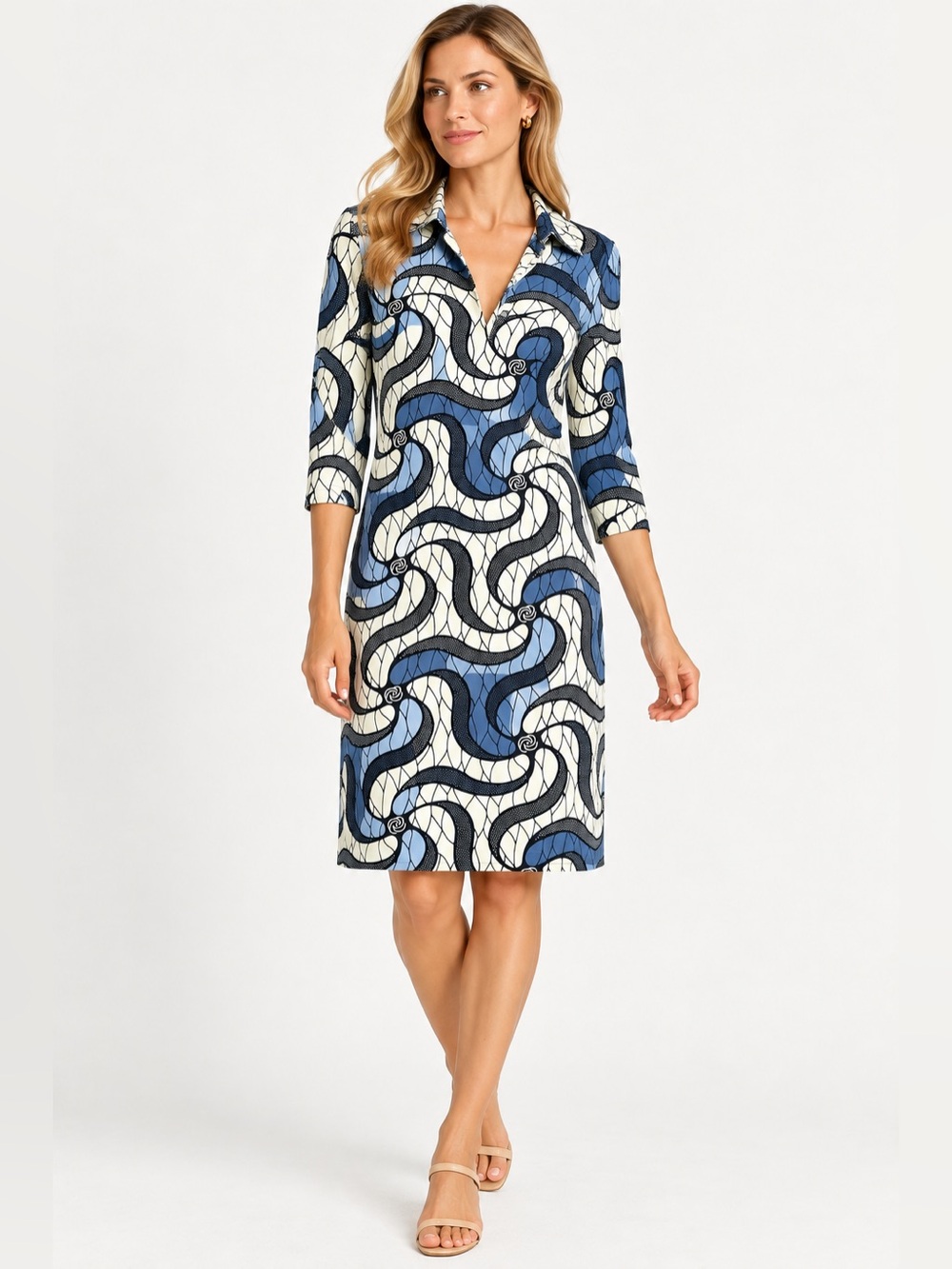 J.McLaughlin XS Catalina Cloth Abstract Pinwheel Print Collared Dress - Picture 9 of 9